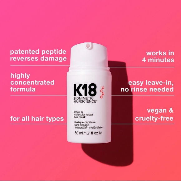 K18 Leave-In Molecular Repair Hair Mask Sample (2) (0.17 oz/5 ml each) - Picture 3 of 3